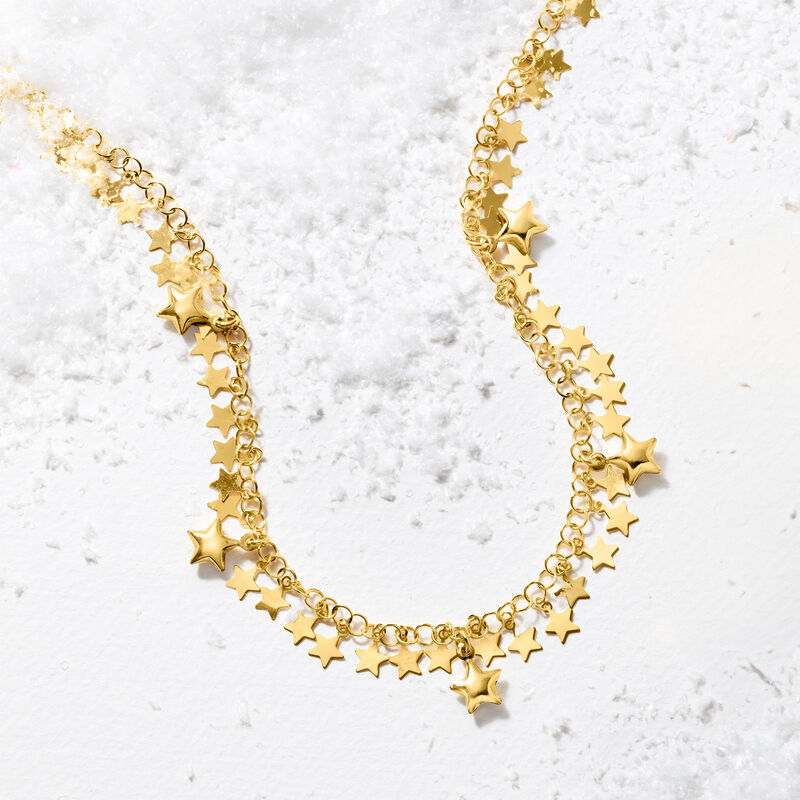 Italian 18kt Gold Over Sterling Star Drop Necklace. 18&quot; image number 2