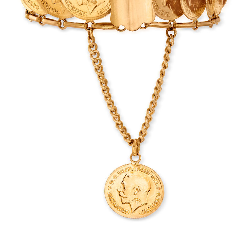 C. 1980 Vintage 22kt Yellow Gold Replica Coin Bracelet image number 2