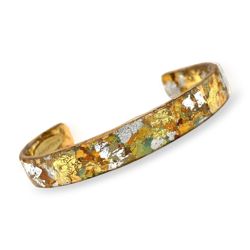 Evocateur &quot;Silver Confetti&quot; Painted Cuff Bracelet in Silver, Copper and 22kt Gold Leaf on Brass with Enamel image number 0