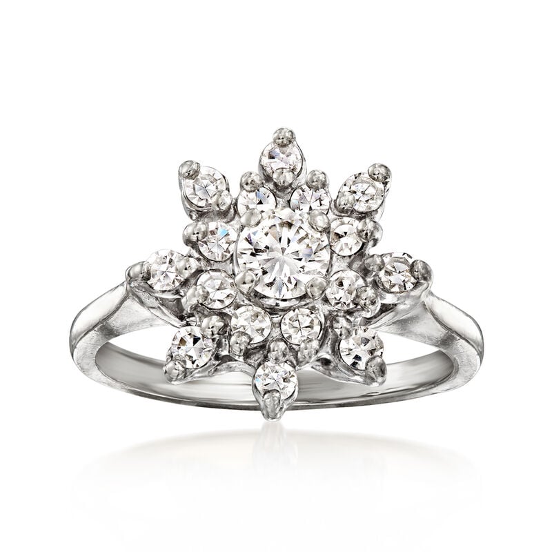 C. 1990 Vintage .75 ct. t.w. Diamond Snowflake Ring in 14kt White Gold image number 0