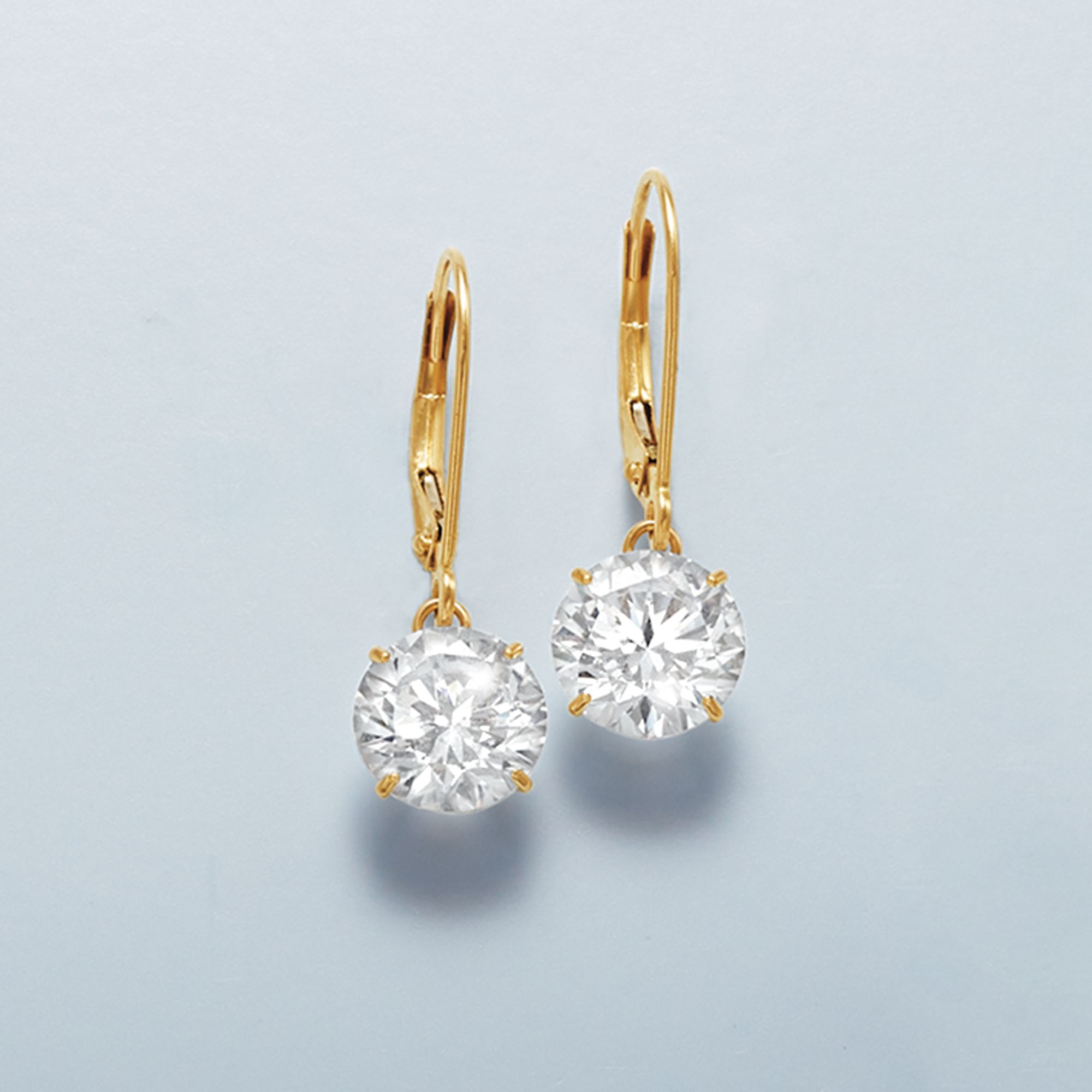 Ross Simons 4 CTW Cubic Zirconia Drop Earrings in 14kt Yellow Gold. 7 8