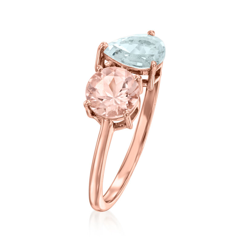 .70 Carat Aquamarine and .70 Carat Morganite Toi et Moi Ring in 14kt Rose Gold image number 2