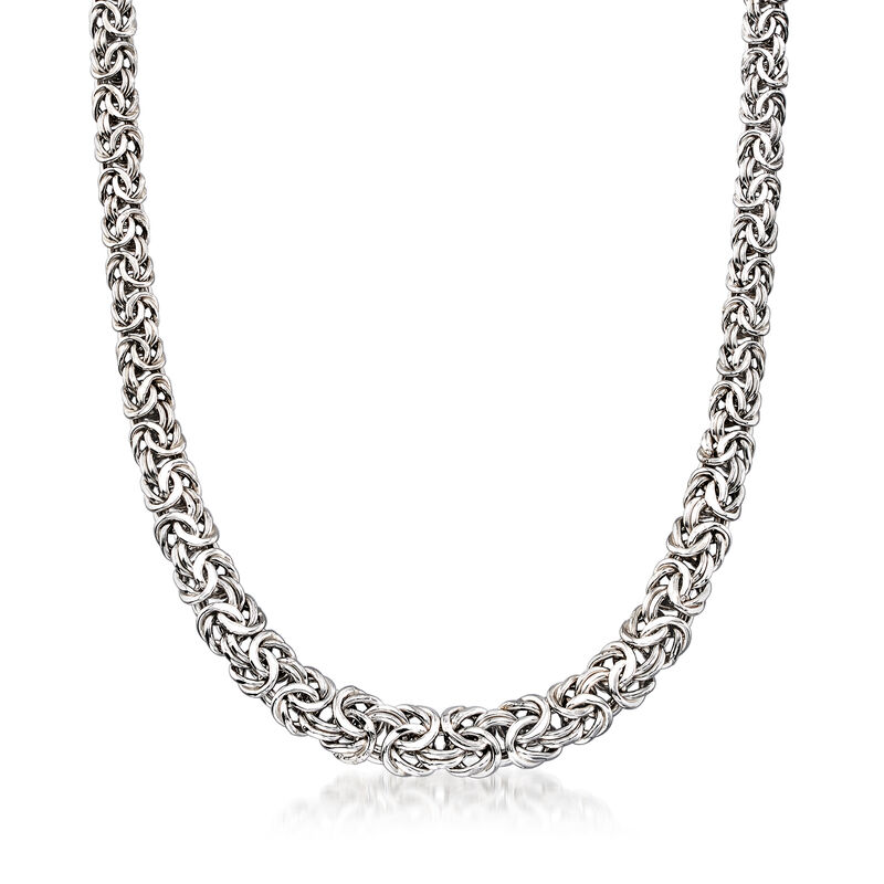 Sterling Silver Graduated Byzantine Necklace image number 0
