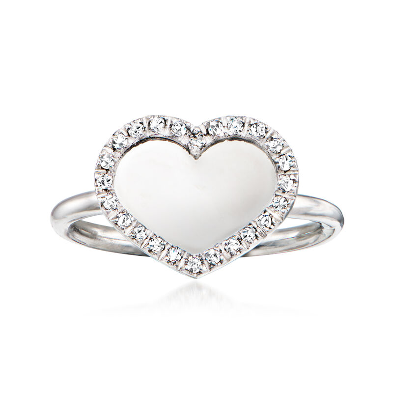 C. 1990 Vintage .12 ct. t.w. Diamond Heart Ring in 18kt White Gold. Size 6.5 image number 0