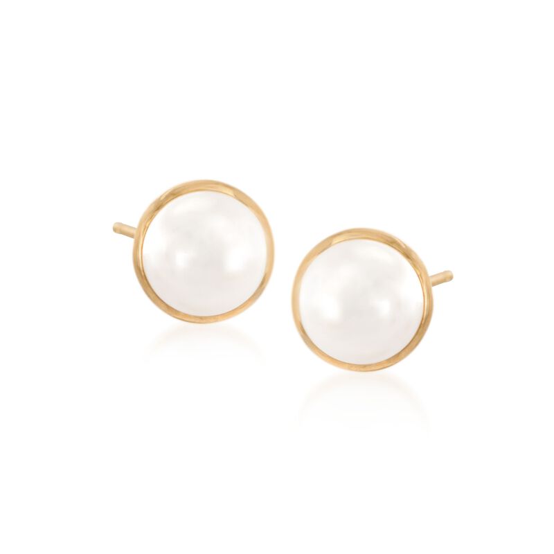 6-6.5mm Cultured Freshwater Pearl Stud Earrings in 14kt Yellow Gold image number 0