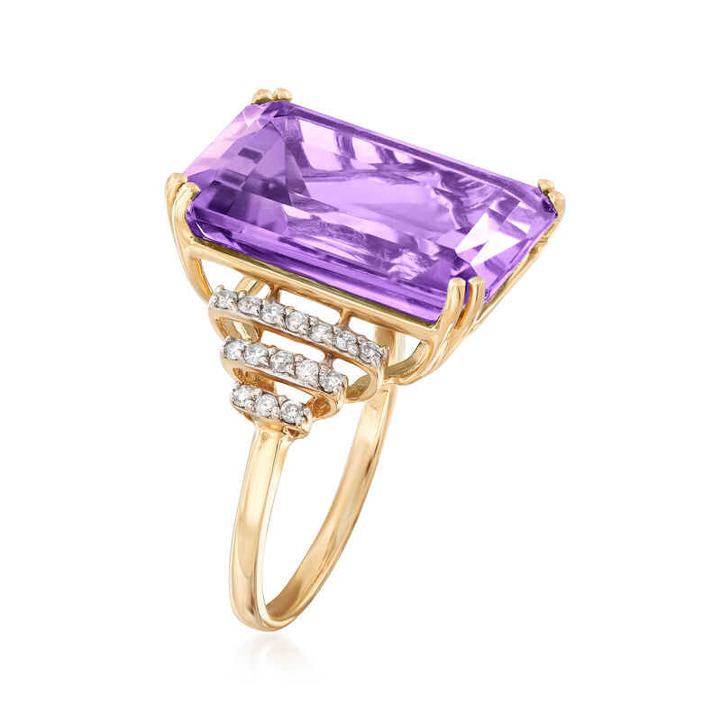 16.00 Carat Amethyst and .23 ct. t.w. Diamond Ring in 14kt Yellow Gold image number 2