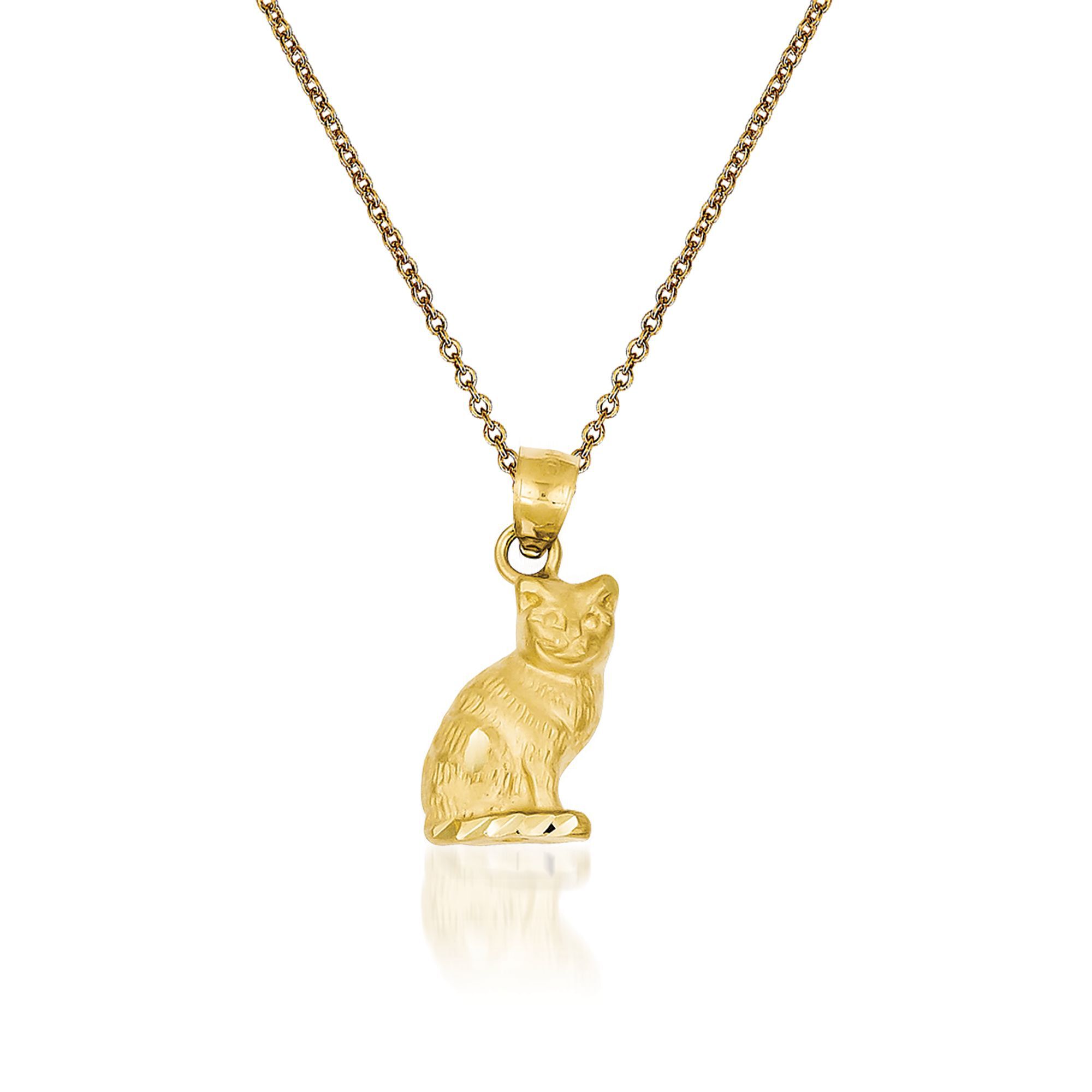 ゴールドキャットペンダント 14kt Yellow Gold Cat Pendant Necklace | Ross Simons