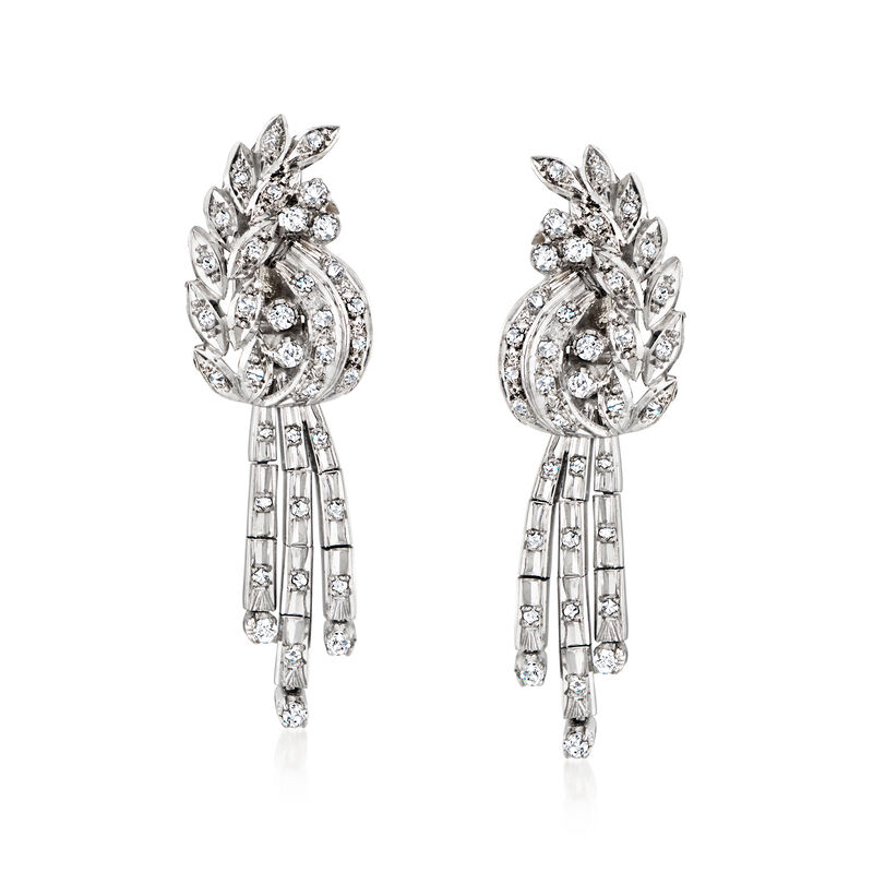 C. 1960 Vintage 1.20 ct. t.w. Diamond Drop Earrings in 10kt White Gold  image number 0