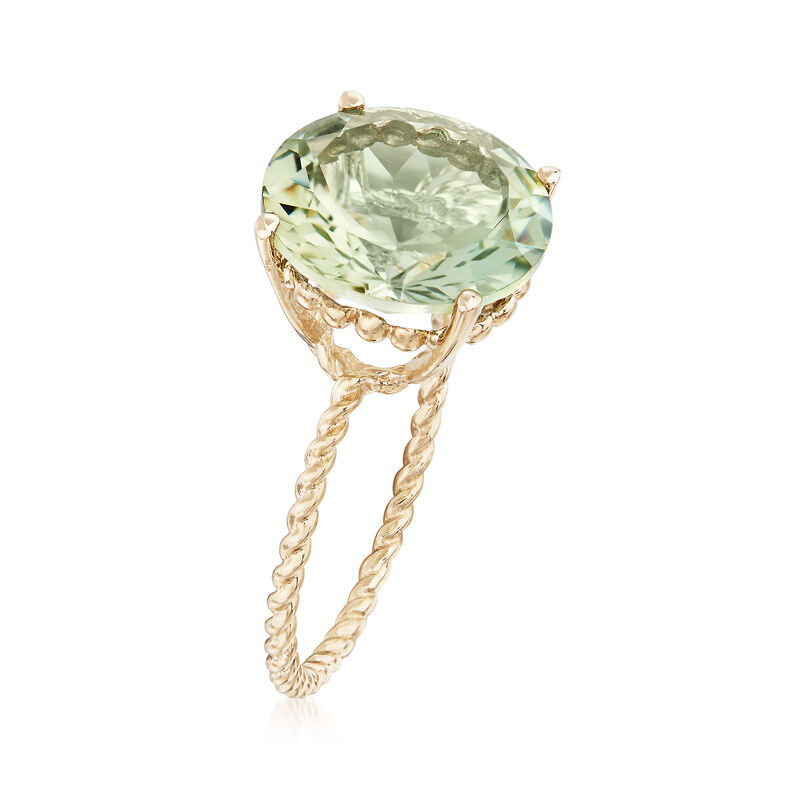 4.50 Carat Prasiolite Twisted Ring in 14kt Yellow Gold image number 2