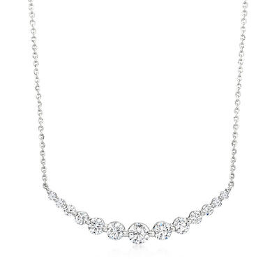 2.00 ct. t.w. Lab-Grown Diamond Curved Bar Necklace in 14kt White Gold