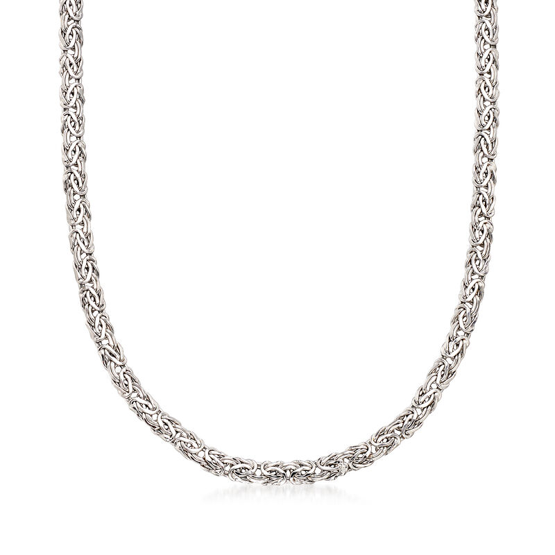 14kt White Gold Flat Byzantine Necklace. 18&quot; image number 1