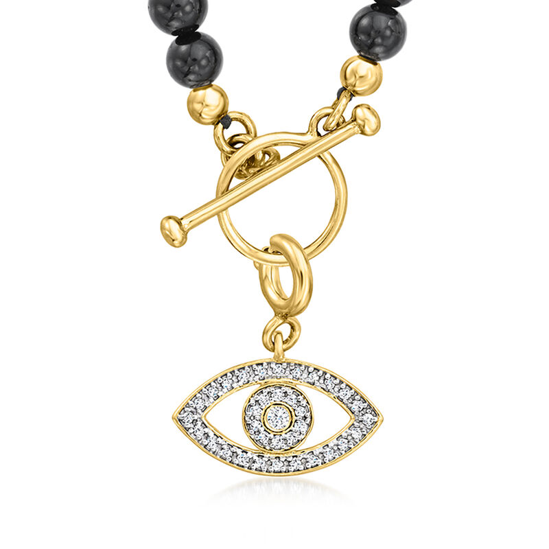 .10 ct. t.w. Diamond Evil Eye Charm in 18kt Gold Over Sterling  image number 3