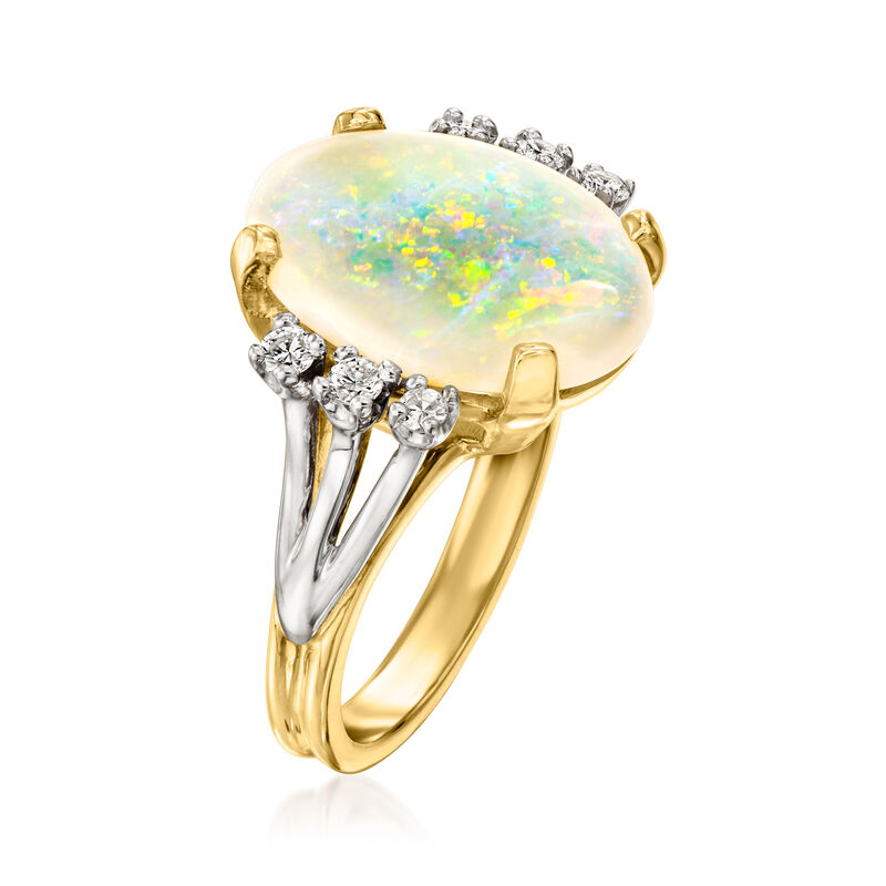 C. 1985 Vintage Opal and .25 ct. t.w. Diamond Ring in 14kt Two-Tone Gold. Size 6 image number 2
