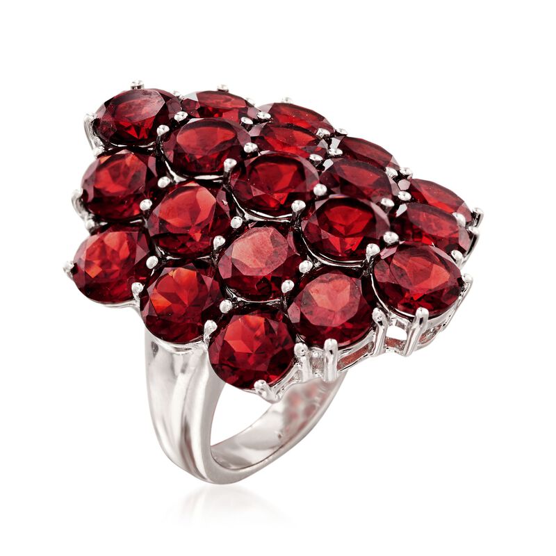 19.00 ct. t.w. Garnet Cluster Ring in Sterling Silver image number 2