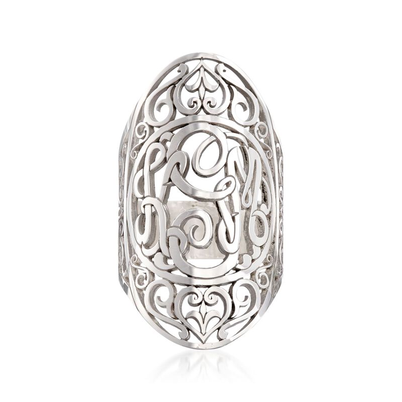 Sterling Silver Personalized Monogram Scrollwork Ring image number 0