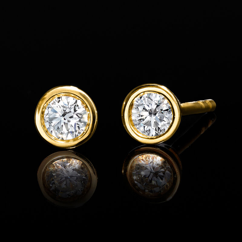 .20 ct. t.w. Bezel-Set Lab-Grown Diamond Stud Earrings in 18kt Gold Over Sterling  image number 2