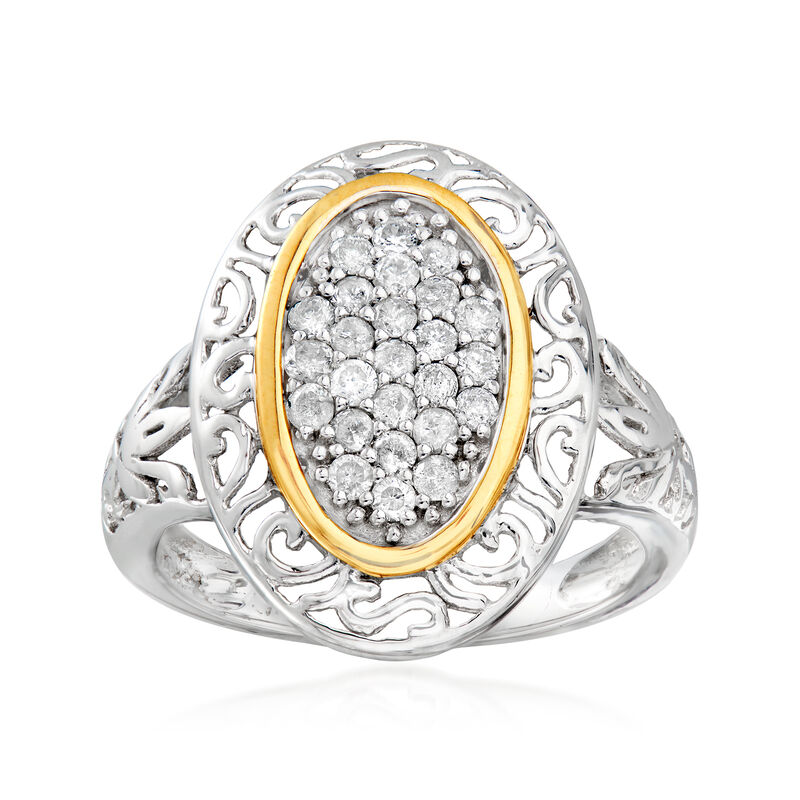 .50 ct. t.w. Diamond Cluster Open-Space Ring in Sterling Silver and 14kt Yellow Gold image number 0