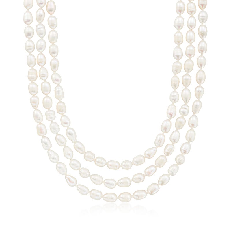 6-7x9mm Cultured Semi-Baroque Pearl Endless Necklace. 100&quot; image number 1