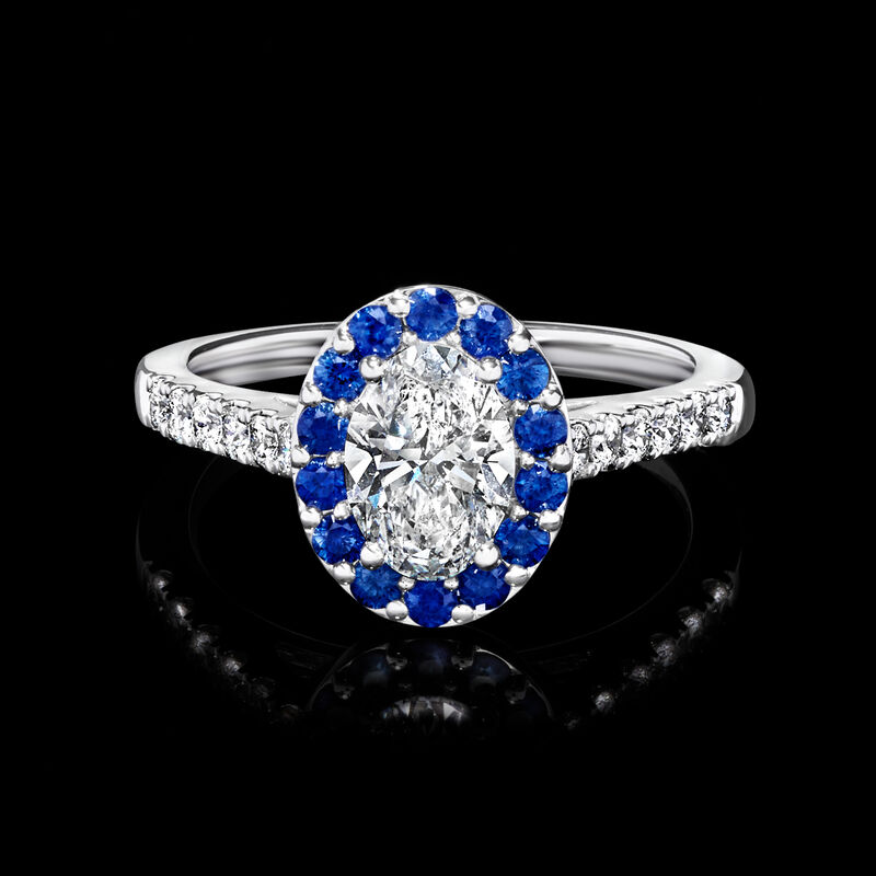 1.25 ct. t.w. Lab-Grown Diamond Ring with .40 ct. t.w. Sapphires in 14kt White Gold. Size 5 image number 3