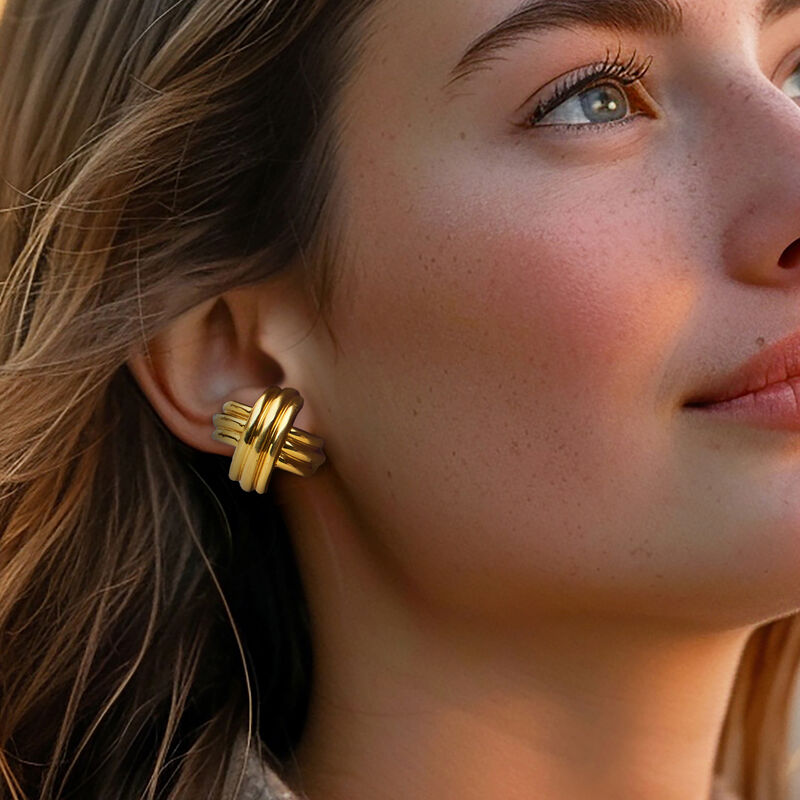 C. 1990 Vintage Tiffany Jewelry 18kt Yellow Gold X Earrings image number 1