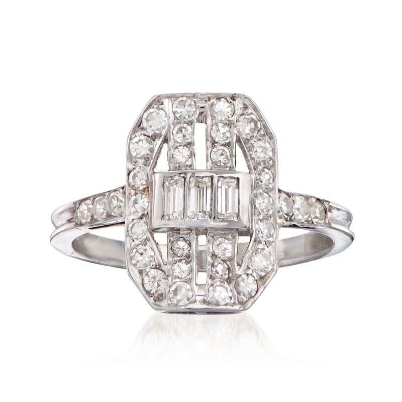 C. 1990 Vintage .80 ct. t.w. Diamond Cocktail Ring in Platinum image number 0