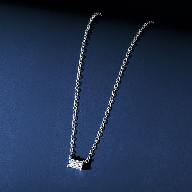 .20 Carat Baguette Lab-Grown Diamond Necklace in 14kt White Gold. 16" image number 2