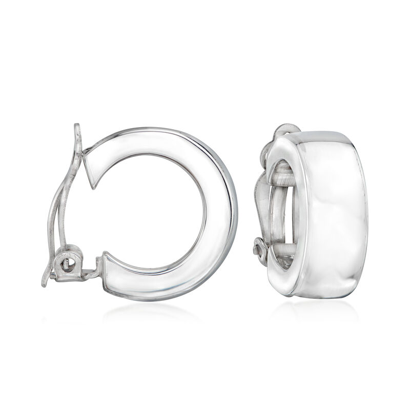 Zina Sterling Silver Clip-On Hoop Earrings. 3/4&quot; image number 0