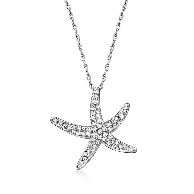 .25 ct. t.w. Diamond Starfish Pendant Necklace in Sterling Silver image number 0