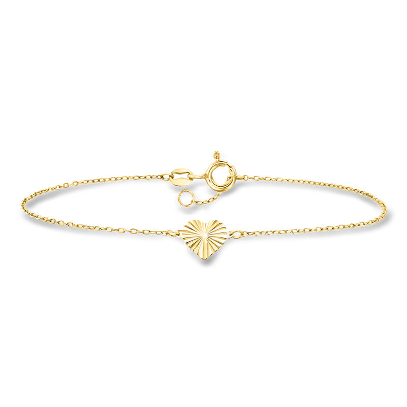 Italian 10kt Yellow Gold Diamond-Cut Heart Bracelet image number 0