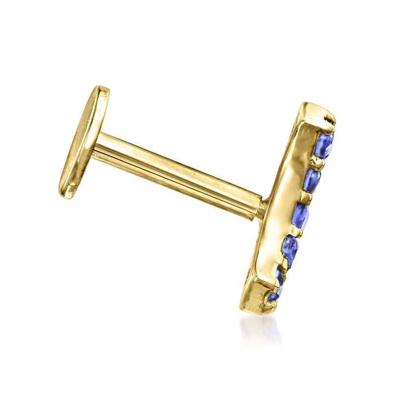 Sapphire Curved Single Flat-Back Stud Earring in 14kt Yellow Gold image number 2
