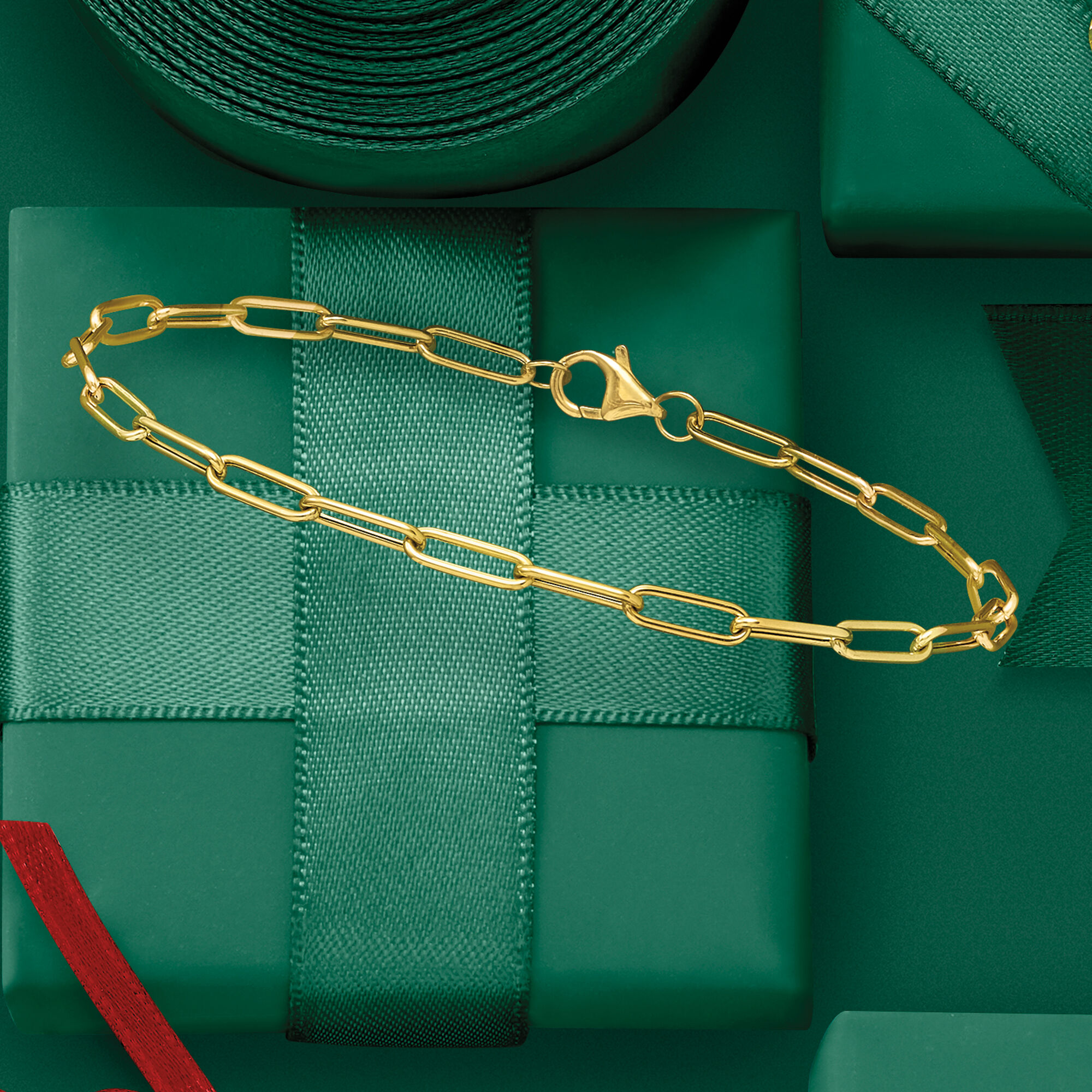 Italian 18kt Yellow Gold Paper Clip Link Bracelet | Ross Simons