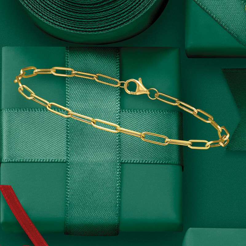 Italian 18kt Yellow Gold Paper Clip Link Bracelet image number 2