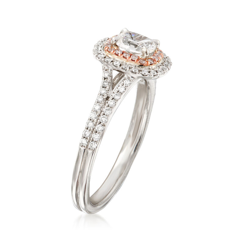 Henri Daussi .78 ct. t.w. White and Pink Diamond Engagement Ring in 14kt Two-Tone Gold image number 2