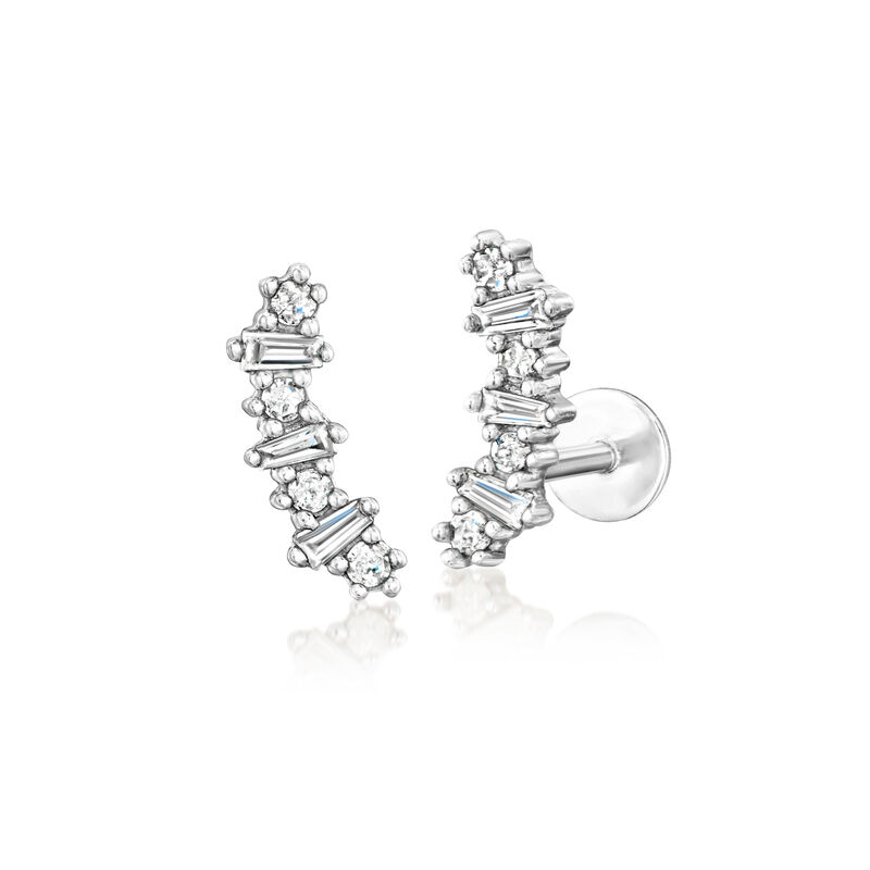 .15 ct. t.w. Diamond Flat-Back Ear Climbers in Sterling Silver  image number 0
