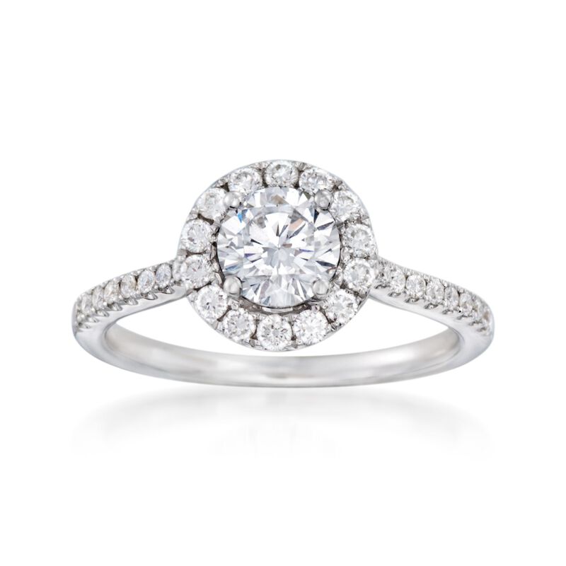 .39 ct. t.w. Diamond Halo Engagement Ring Setting in 14kt White Gold image number 0