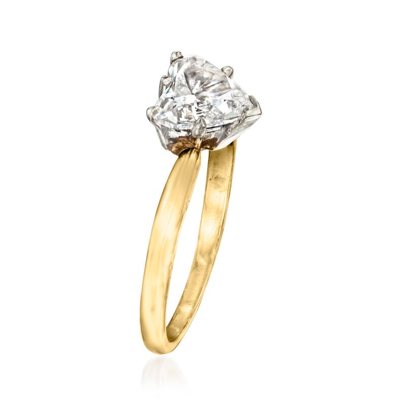 C. 1980 Vintage 1.15 Carat Heart-Shaped Diamond Solitaire Ring in 14kt Yellow Gold. Size 5.5 image number 2