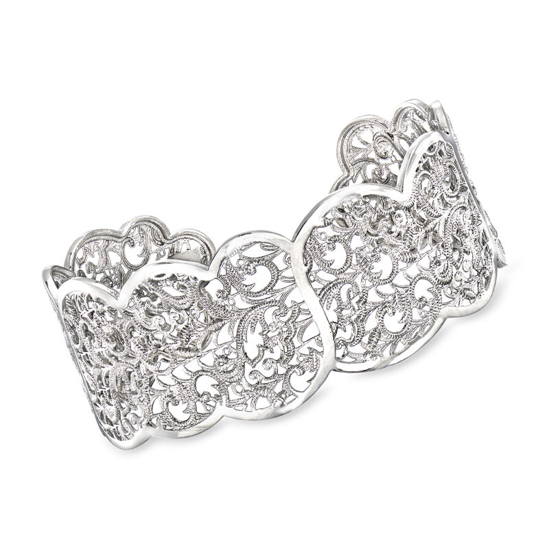 Italian Sterling Silver Filigree Cuff Bracelet image number 0