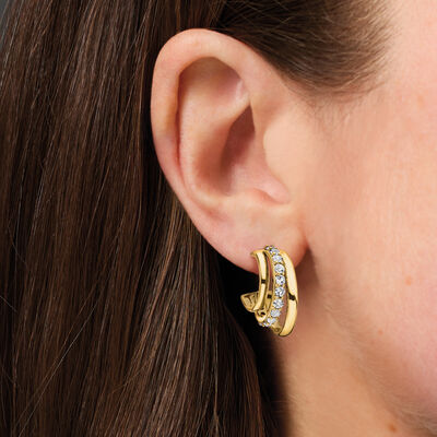 2.00 ct. t.w. White Topaz Convertible Multi-Hoop Earrings in 18kt Gold Over Sterling