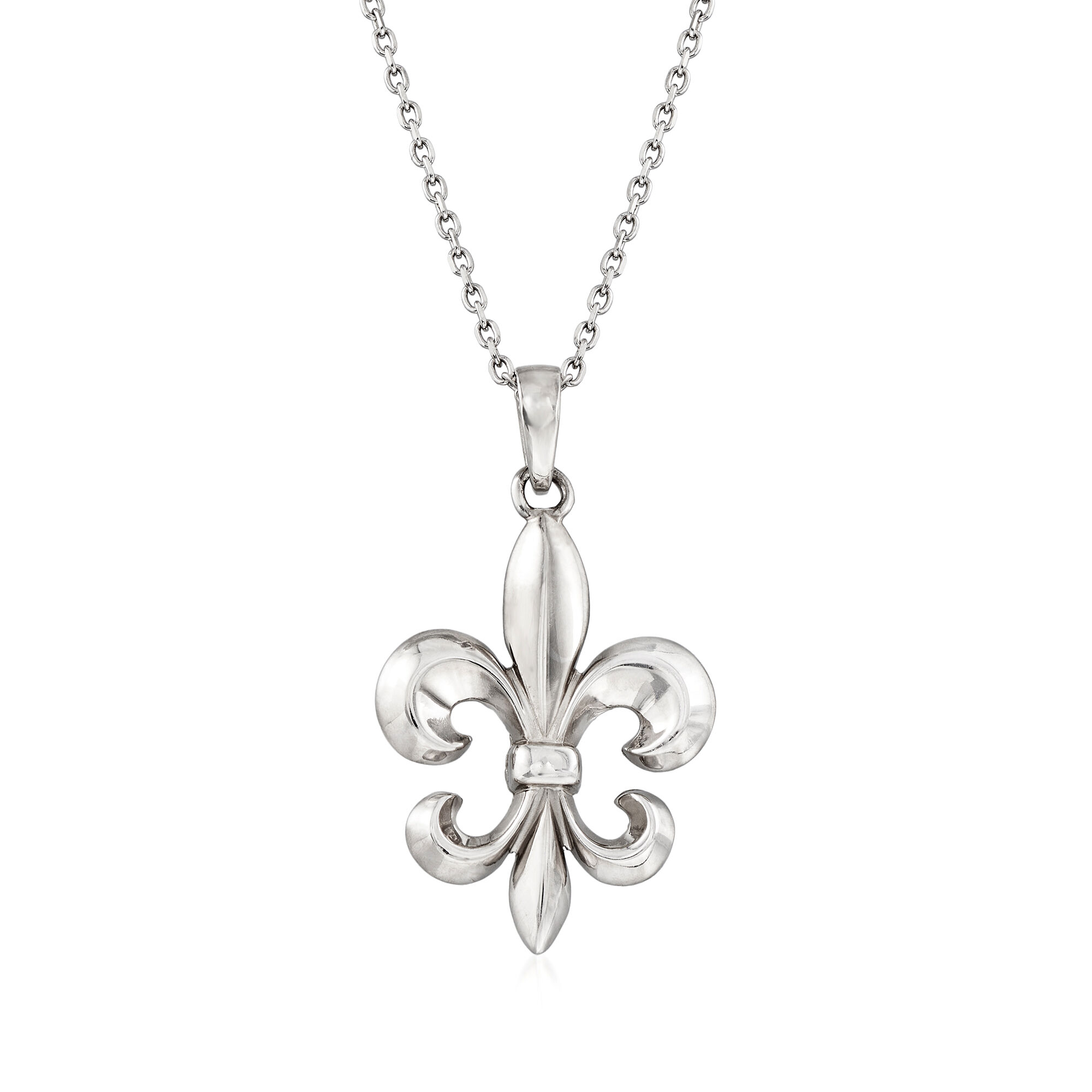 Italian Sterling Silver Fleur De Lis Necklace. 18