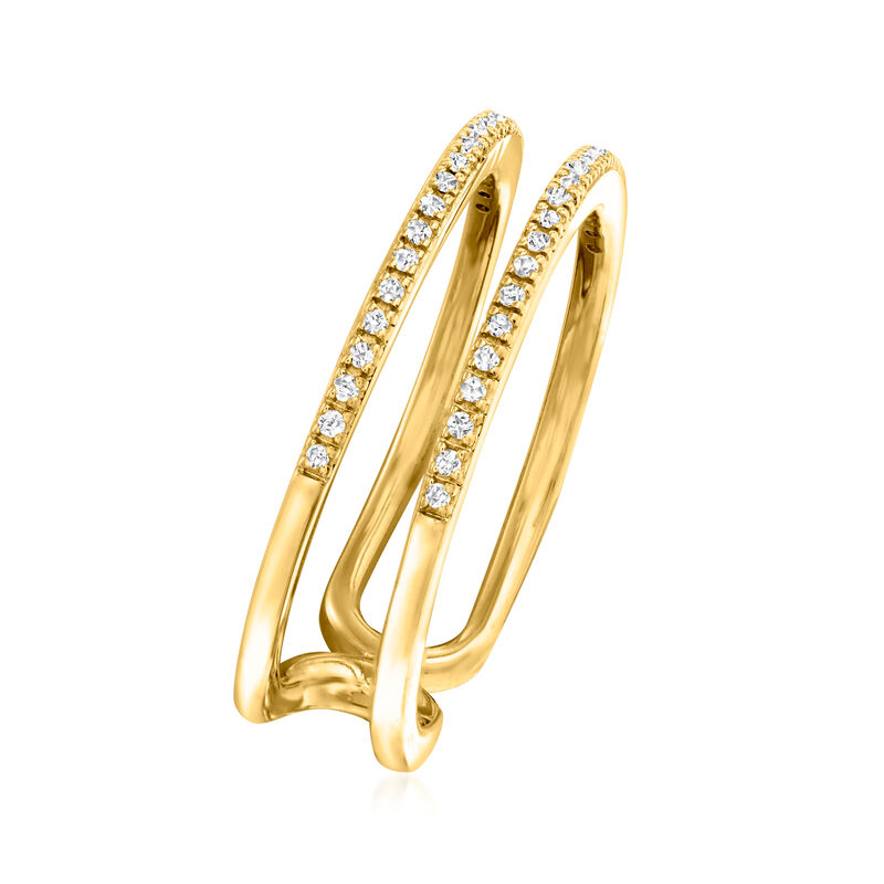 .10 ct. t.w. Diamond Open-Space Two-Row Ring in 18kt Gold Over Sterling image number 2