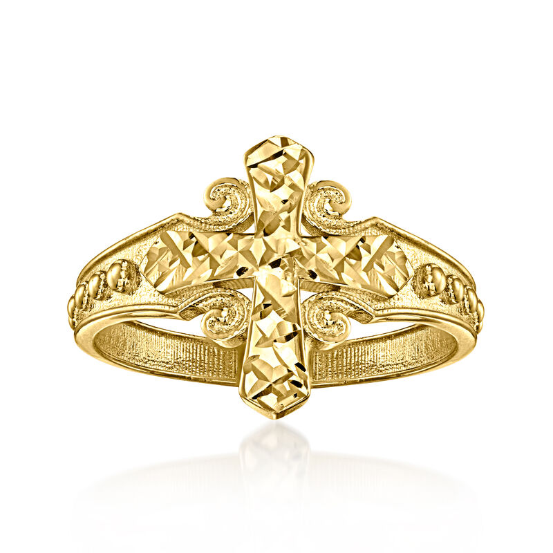 Italian 10kt Yellow Gold Cross Ring image number 0