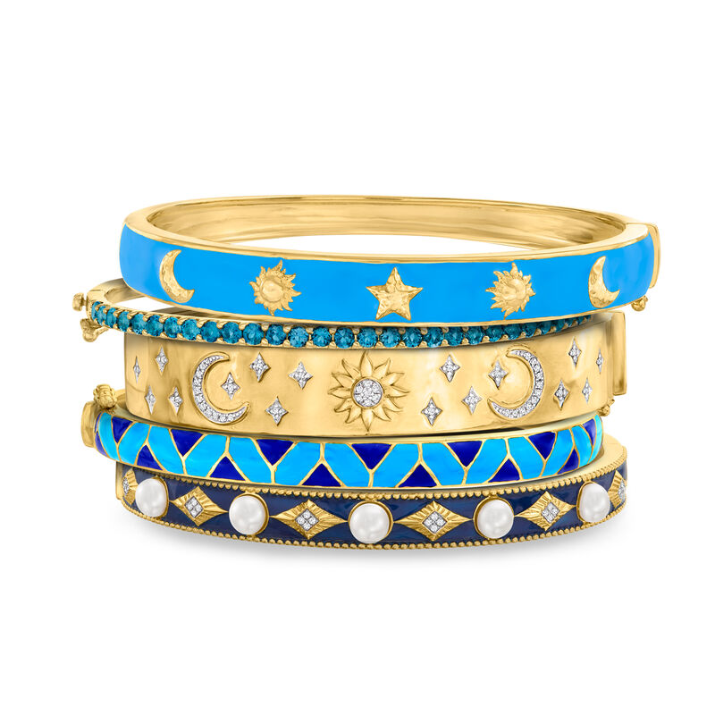 &quot;Celestial Stack&quot; Set of Five Bangle Bracelets in 18kt Gold Over Sterling image number 0