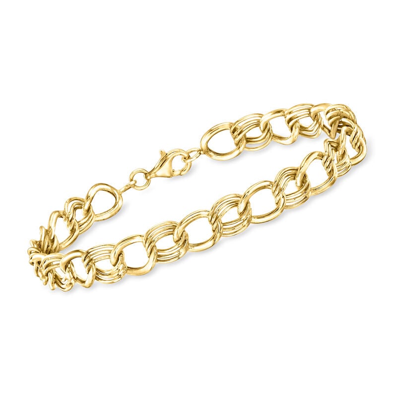 10kt Yellow Gold Double-Curb Link Bracelet. 7" image number 0