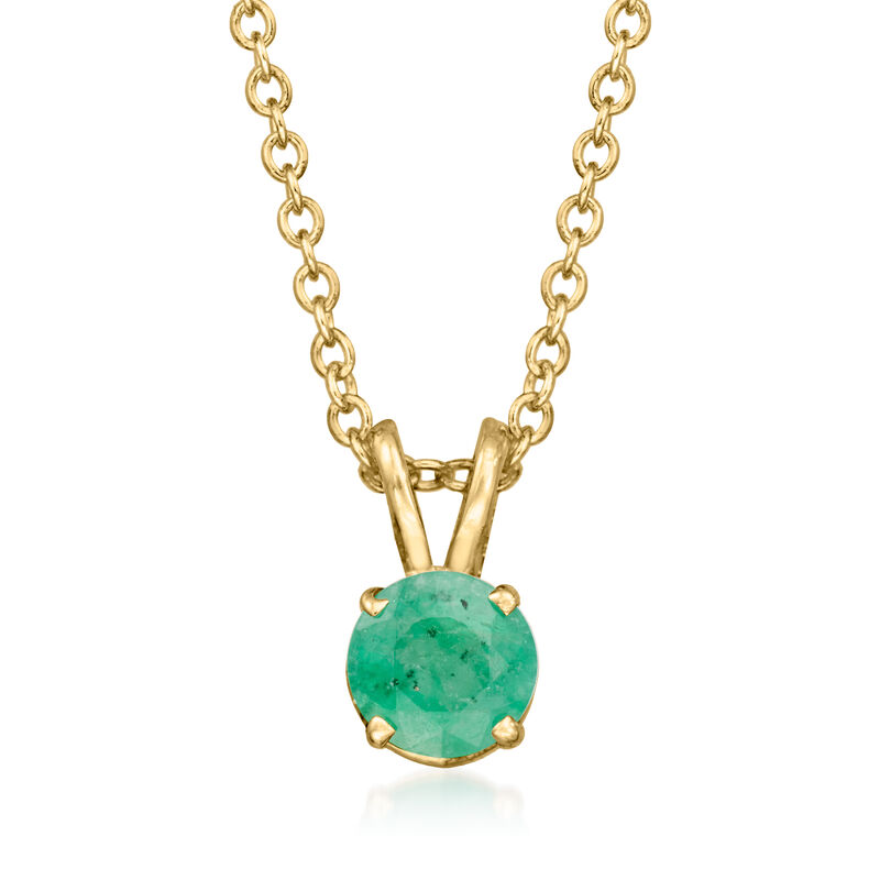 C. 1990 Vintage .50 Carat Emerald Pendant Necklace in 14kt Yellow Gold. 16" image number 0