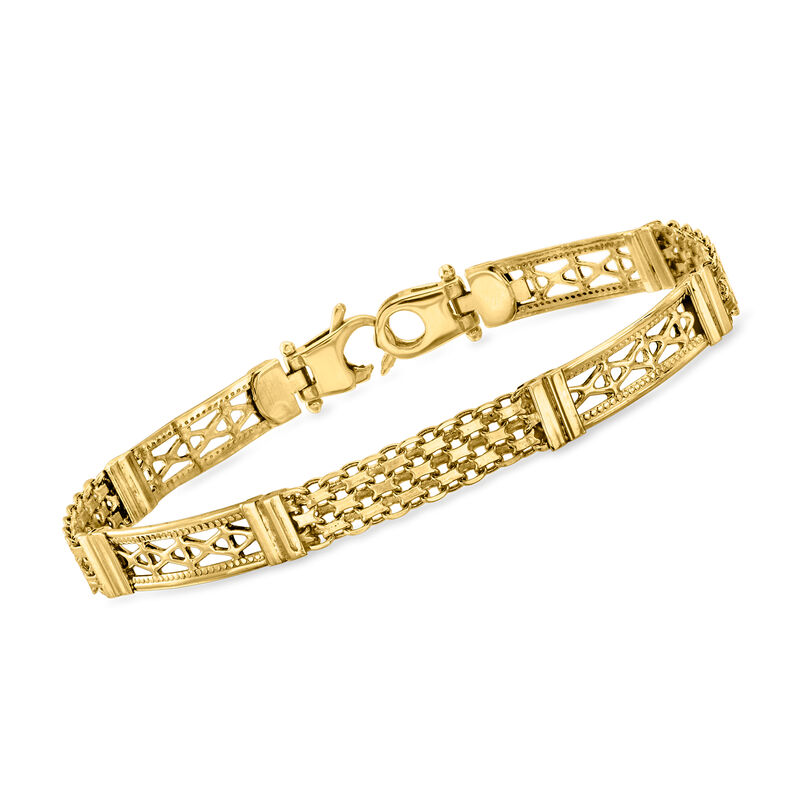 C. 1990 Vintage 14kt Yellow Gold Alternating Pattern Bracelet. 7" image number 0