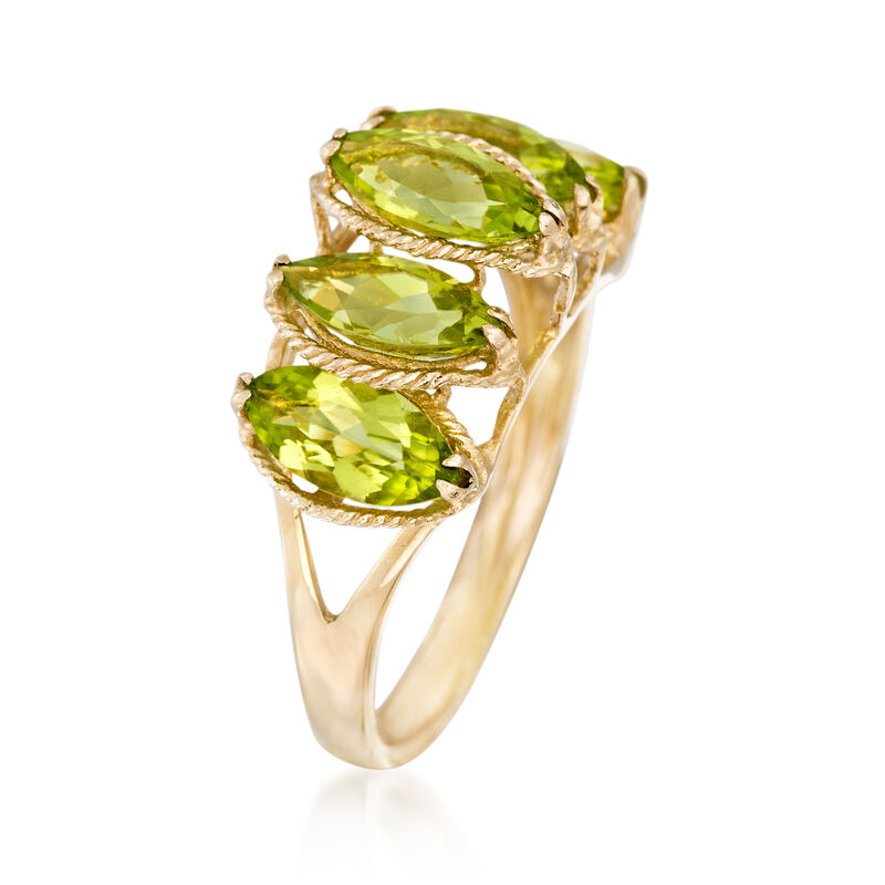 2.80 ct. t.w. Marquise Peridot Five-Stone Ring in 14kt Yellow Gold image number 2