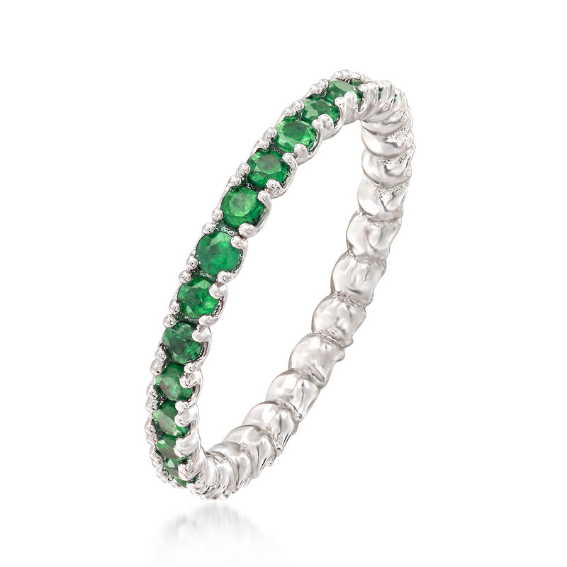 .92 ct. t.w. Tsavorite Stackable Eternity Band in Sterling Silver image number 2