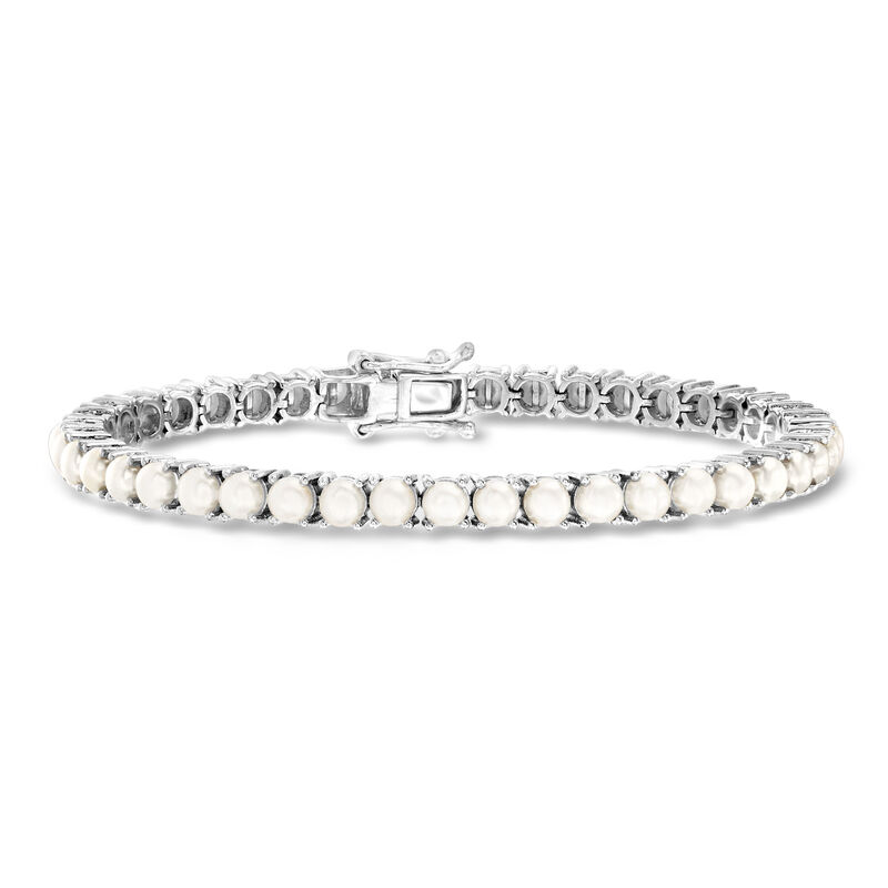 4mm Cultured Pearl Tennis Bracelet in Sterling Silver image number 0