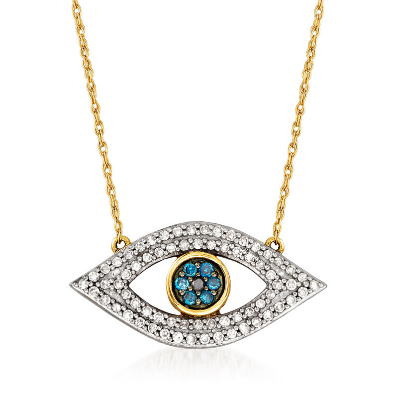 .25 ct. t.w. Multicolored Diamond Evil Eye Necklace in 14kt Yellow Gold image number 0