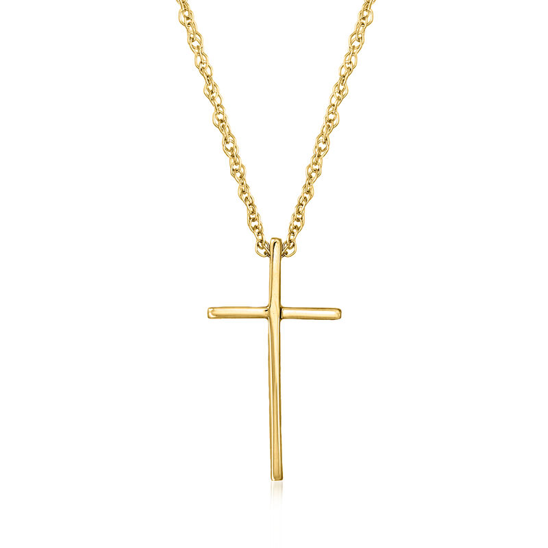14kt Yellow Gold Cross Necklace. 18&quot; image number 1